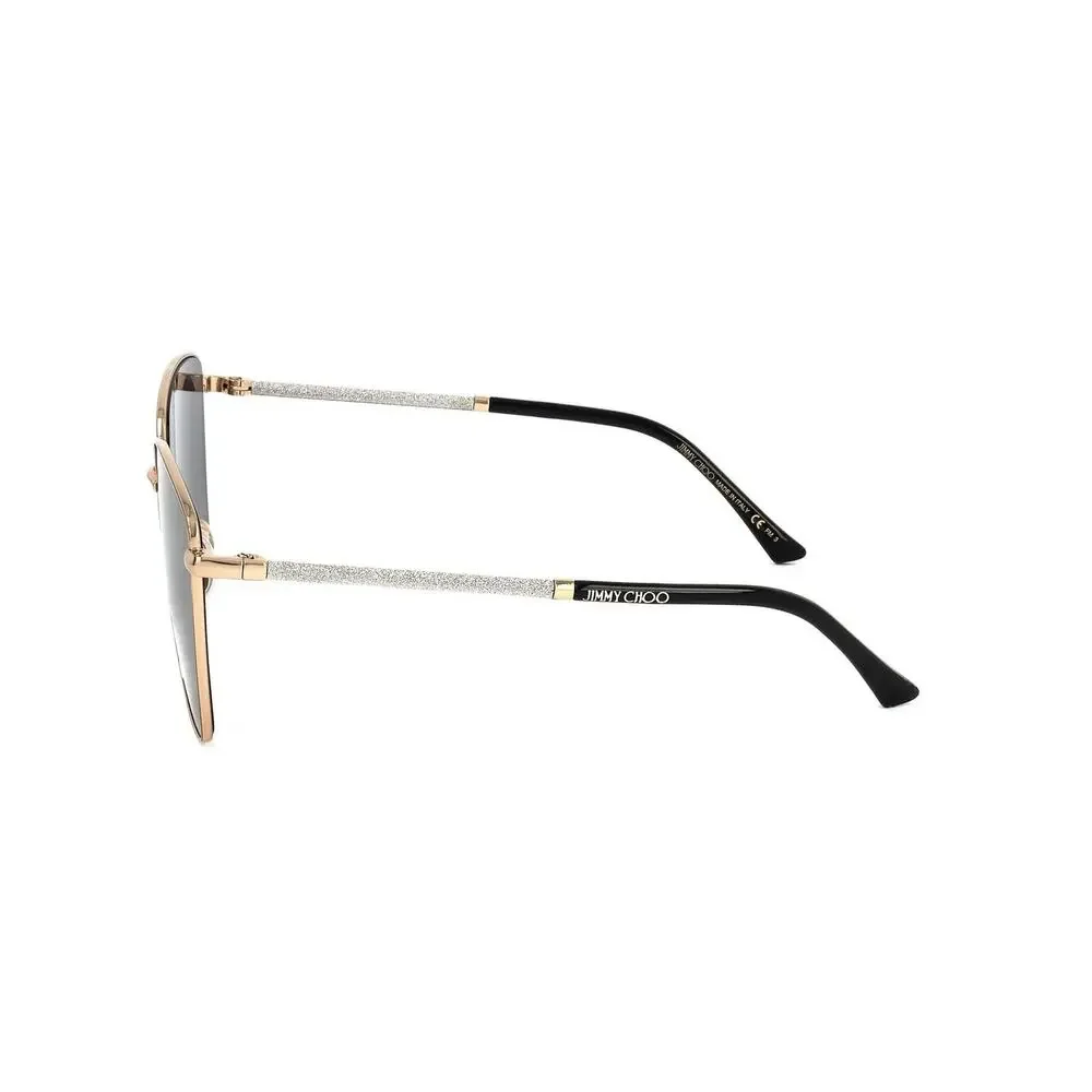 JIMMY CHOO EYEWEAR Crystal-Embellished Square Gold Frame Sunglasses NEW